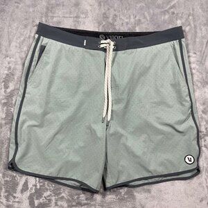 Vuori Mint Green Men's Board Shorts with Dark Gray Trim